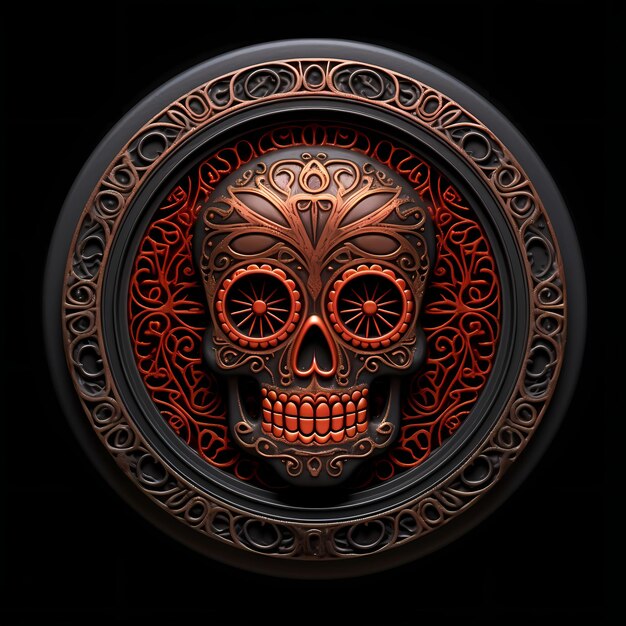 Day Of The Dead Skull illustration Generative AI