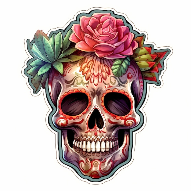 Day Of The Dead Skull illustration Generative AI