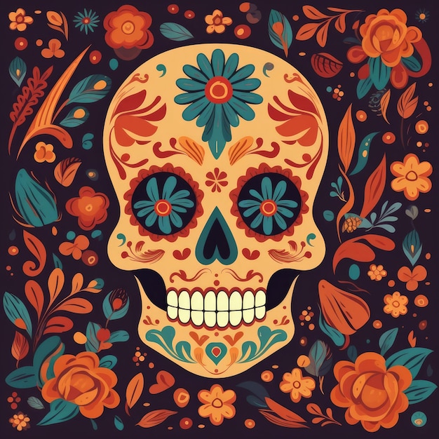 Day of the dead skull poster