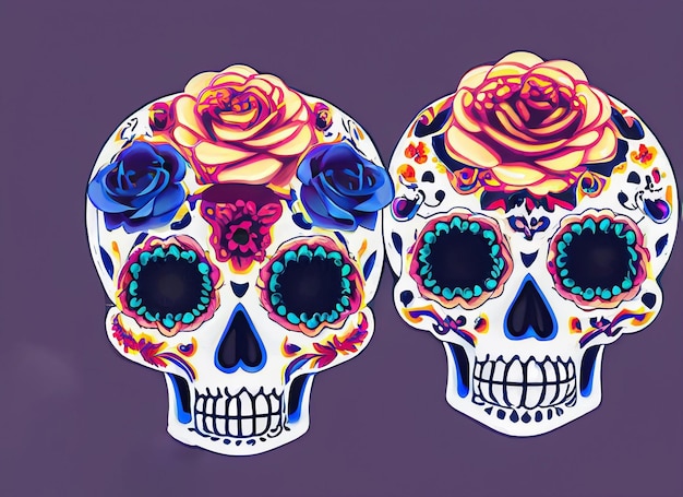 Day of the dead skull vector set