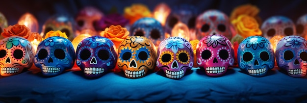 Day of the dead skulls dia de los muertos day