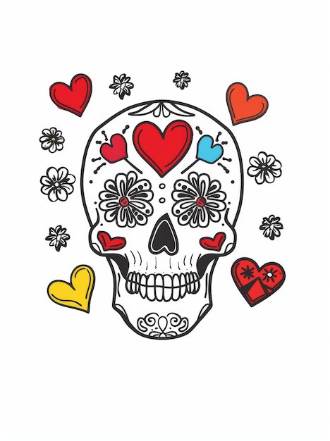 Photo the day of the dead sugar skull or calavera illustrated in a modern style