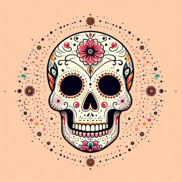 Photo day of the dead symbol as a festive skull