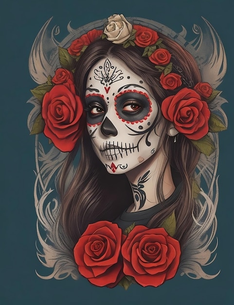 Day of the Dead tshirts logo ai generated