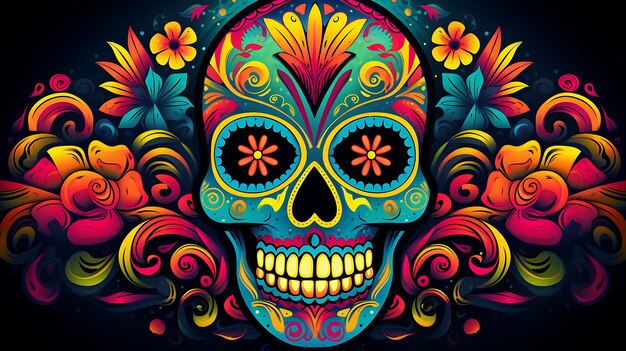 Day of the Dead vibrant sugar skull