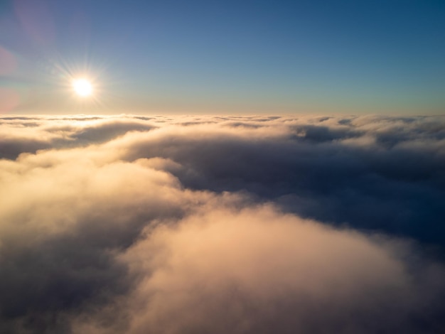 Day photo of plane flying over the clouds Calm photo above the clouds