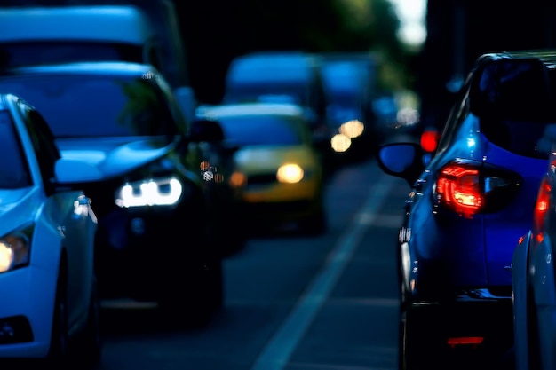 day traffic traffic jam in the city on the highway cars / transport concept, city traffic metropolis view landscape