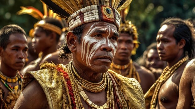 a dayak man with a white face and a white face and a white face with the words indian on it