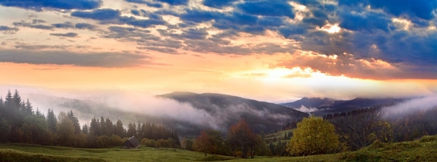 Daybreak in autumn mountain