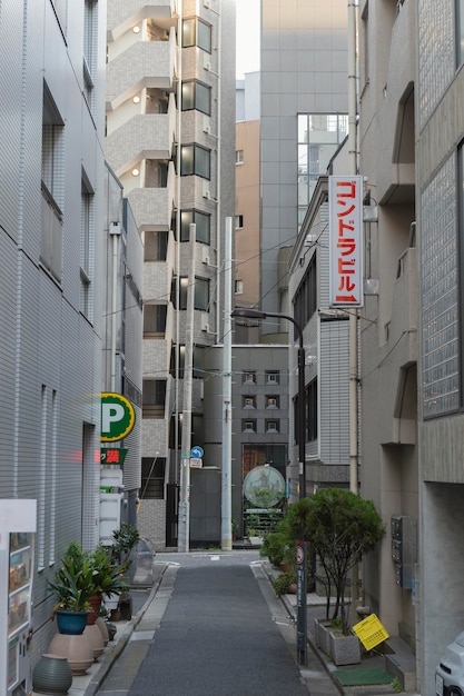 Daytime narrow empty japan street