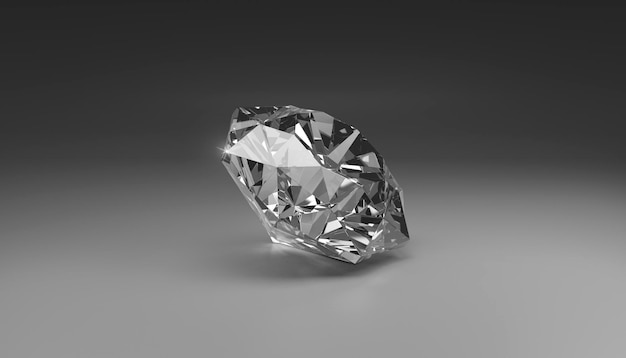 Dazzling diamond on grey background 3D render