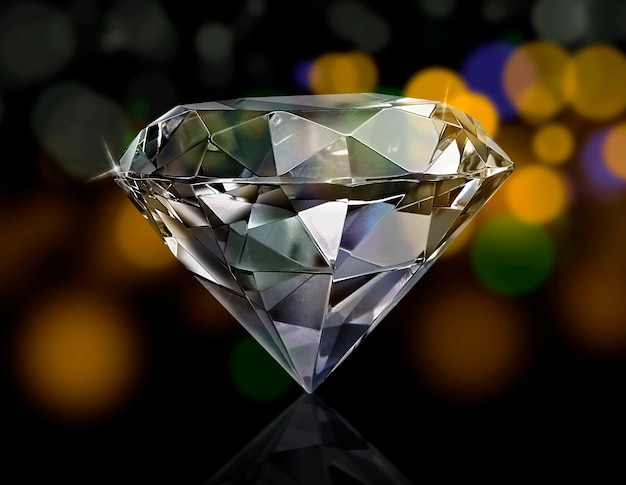 Dazzling diamond on shining bokeh background concept for chossing best diamond gem design