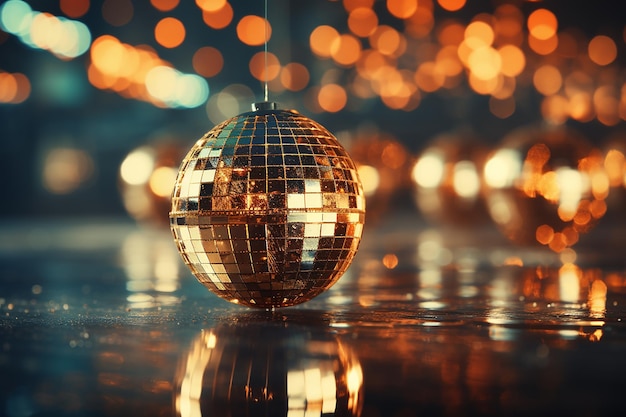 Dazzling Disco Vibes Sparkling Mirror Ball Reflecting Vibrant Lights