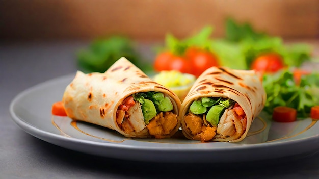 Photo dazzling hummus wrap and super realistic 8k photography and realistic dimensions