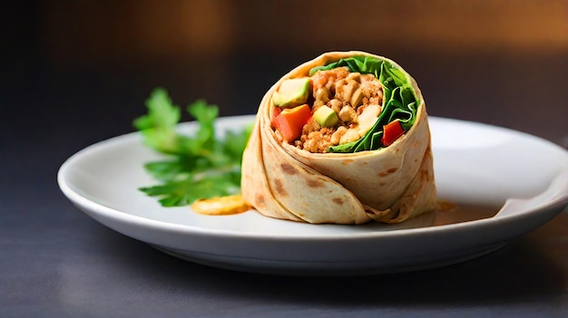 Photo dazzling hummus wrap and super realistic 8k photography and realistic dimensions