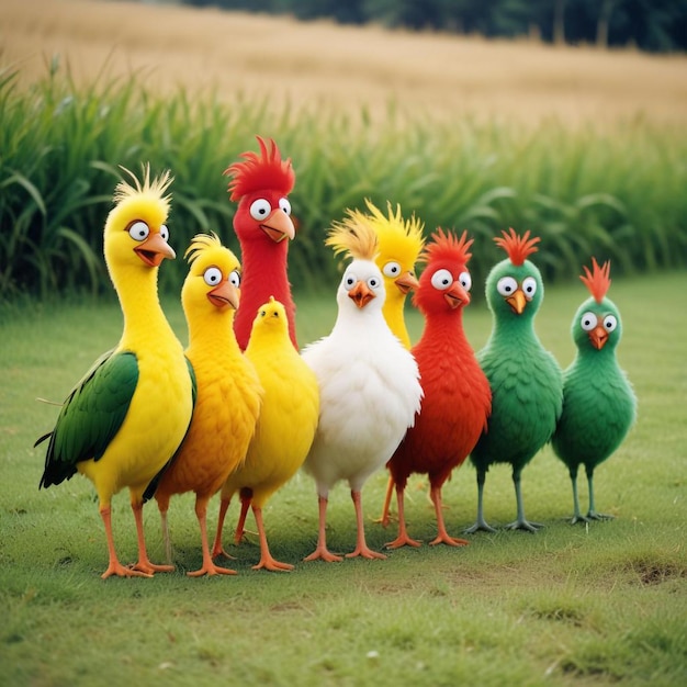 A Dazzling Lineup of Vibrant Birds Showcasing Their Stunning Feathers