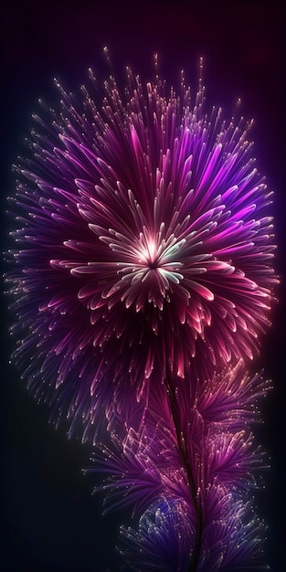 Dazzling Purple Fireworks Lighting Up the Night Sky in Stunning Detail