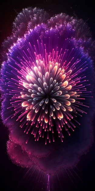 Dazzling Purple Fireworks Lighting Up the Night Sky in Stunning Detail