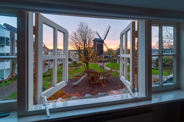 De Put windmill in Leiden Netherlands