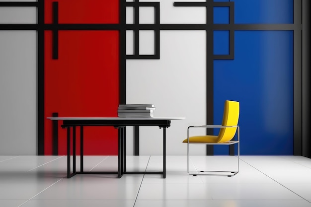 De stijl interior with chair and table AI