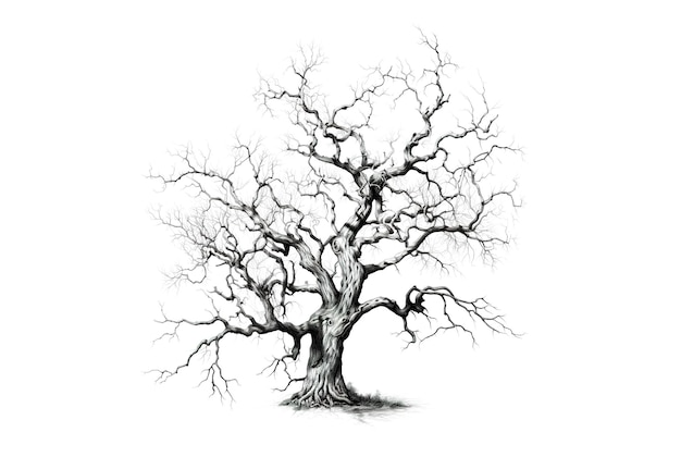 Dead big tree on white background Illustration Generative AI