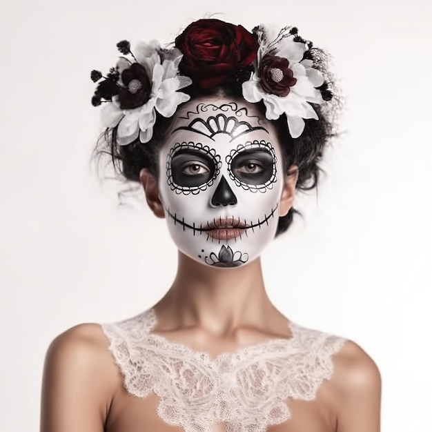 Dead day party sugar skull or halloween holiday Ai Generated