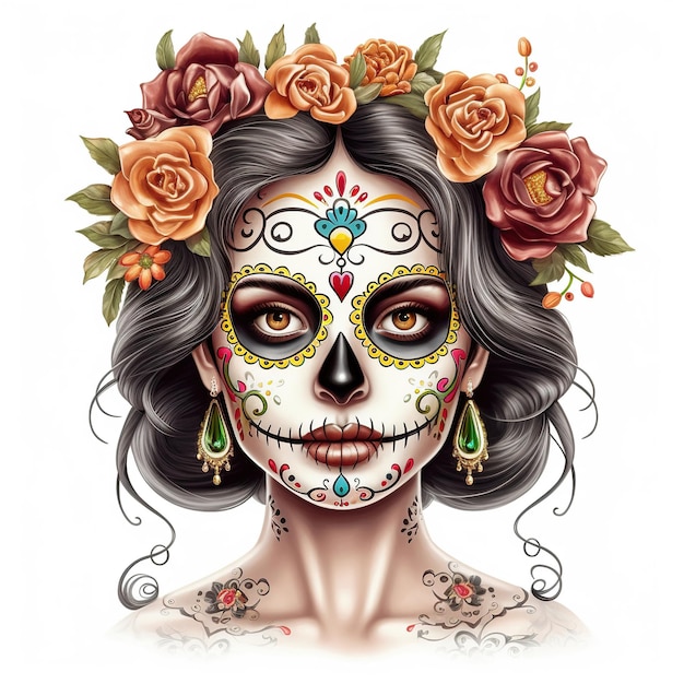 Dead day party sugar skull or halloween holiday Ai Generated