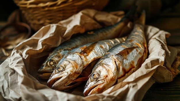 Dead Fish on Wooden Table