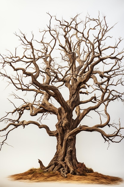 dead tree without leaves isolated on white