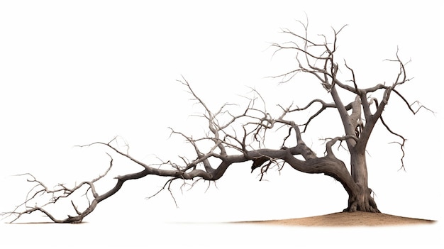 dead tree without leaves isolated on white