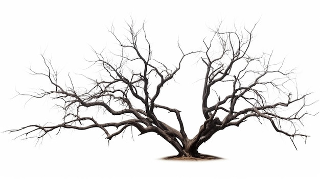 dead tree without leaves isolated on white