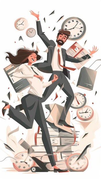 Photo deadline work productivity time management in business process concept busy businessman and businesswoman characters stock illustration ar 916 job id 8fc3a8fdc4f1417fa7f694ccff602a80