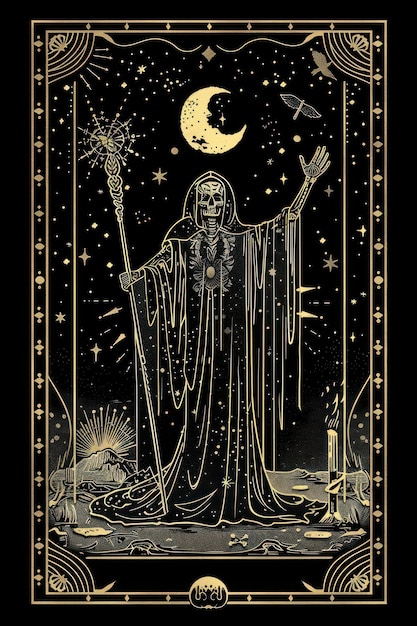 Photo the death tarot logo art blackboard painting