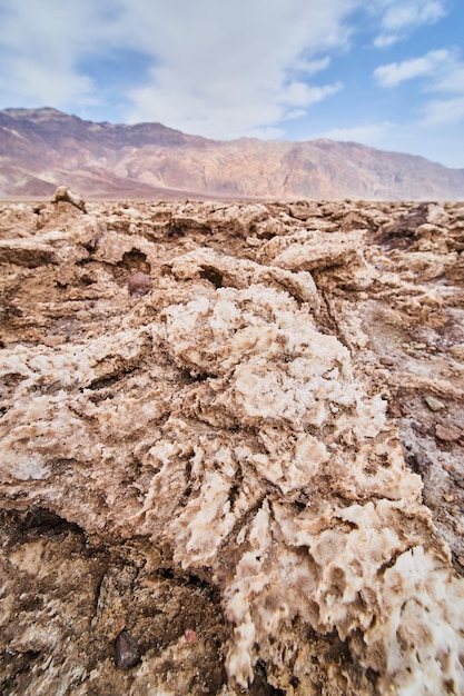 Death Valley eroded salt formations in detail at Devils Golf Course