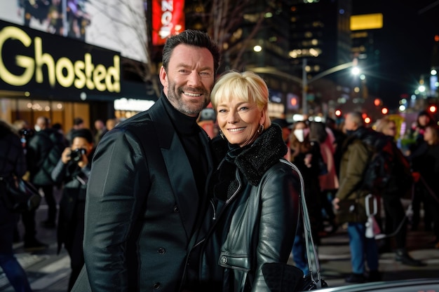 Deborra Lee Furness and Hugh Jackman attend Ghosted premiere