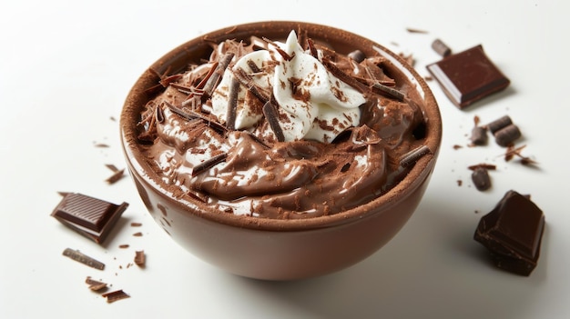 Decadent Bowl of Creamy Chocolate Pudding with Raspberries