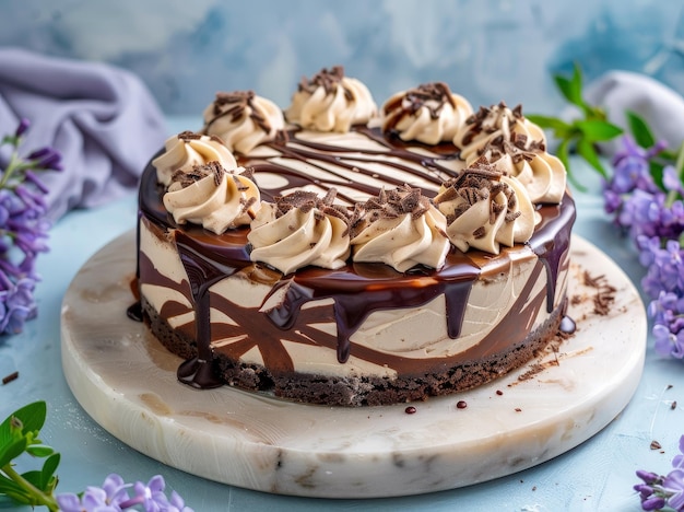 Decadent chocolate cake with creamy frosting