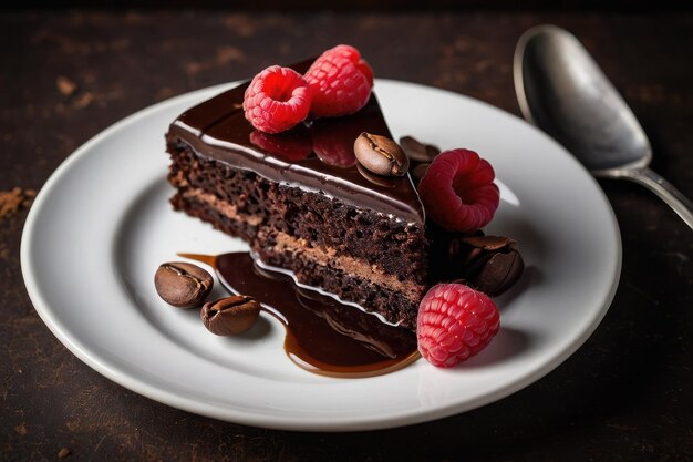 Decadent Chocolate Cake with Raspberries