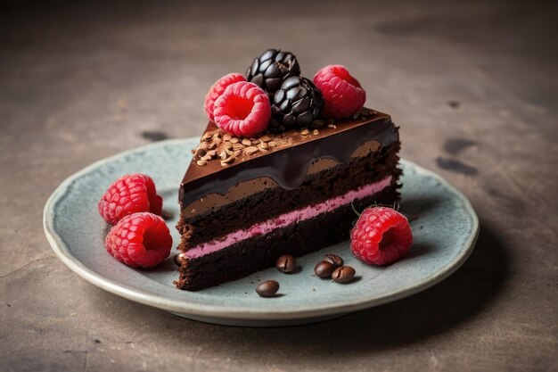 Decadent Chocolate Cake with Raspberries