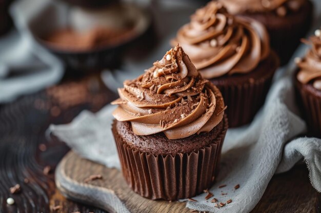 Decadent chocolate cupcakes with swirled frosting