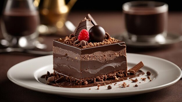 Decadent chocolate dessert centerpiece elegant dining