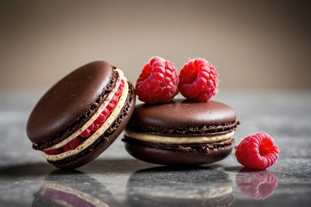 Decadent Chocolate Macaron with Berries