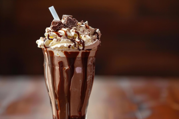 Photo decadent chocolate milkshake with whipped cream