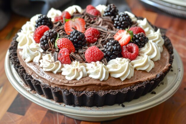 Decadent chocolate tart with fresh berries