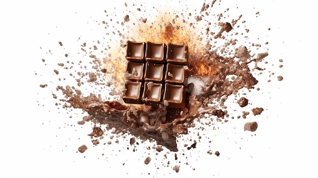 Decadent Explosion Premium Chocolate Bar Soars on Transparent Background