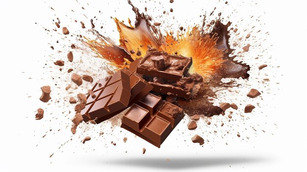 Decadent Explosion Premium Chocolate Bar Soars on Transparent Background