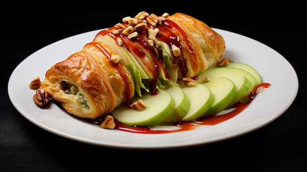 Decadent Indulgence Stuffed Croissant with Apple and Nuts