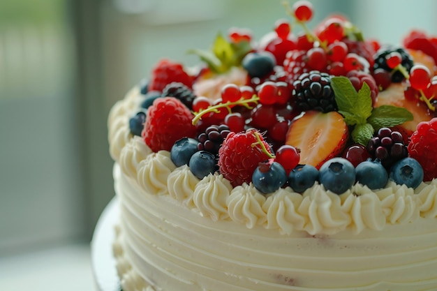 Decadent Layered Fruit Cake with Mixed Fruit Topping and Glaze for a Gourmet Dessert Experience