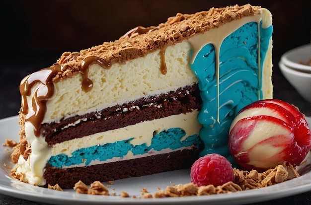 Decadent layers of cake and ice cream