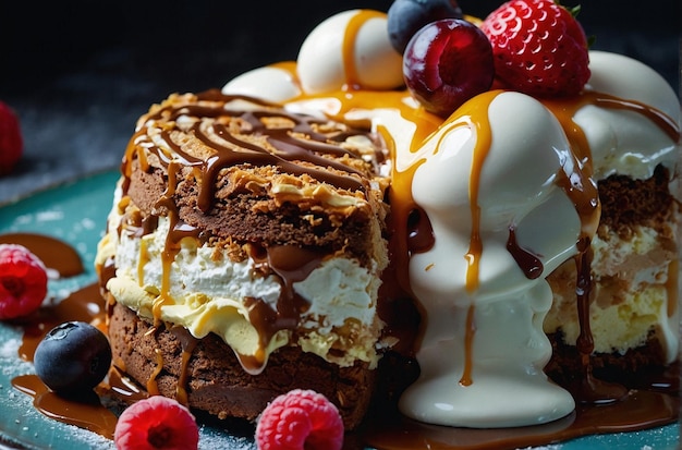 Decadent layers of cake and ice cream